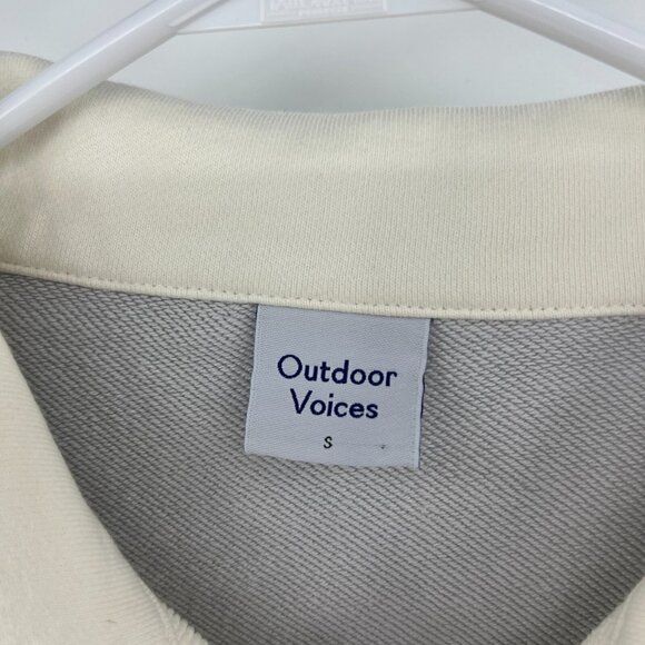 Outdoor Voice Blue Ivory Boxy Cropped Quarter Zip Sweatshirt Women's Small - Picture 6 of 8